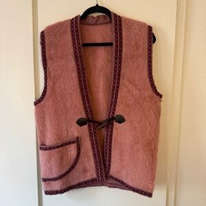 Pink Fleece Women's Large Dusty Rose Pink Vest with Toggle Closure